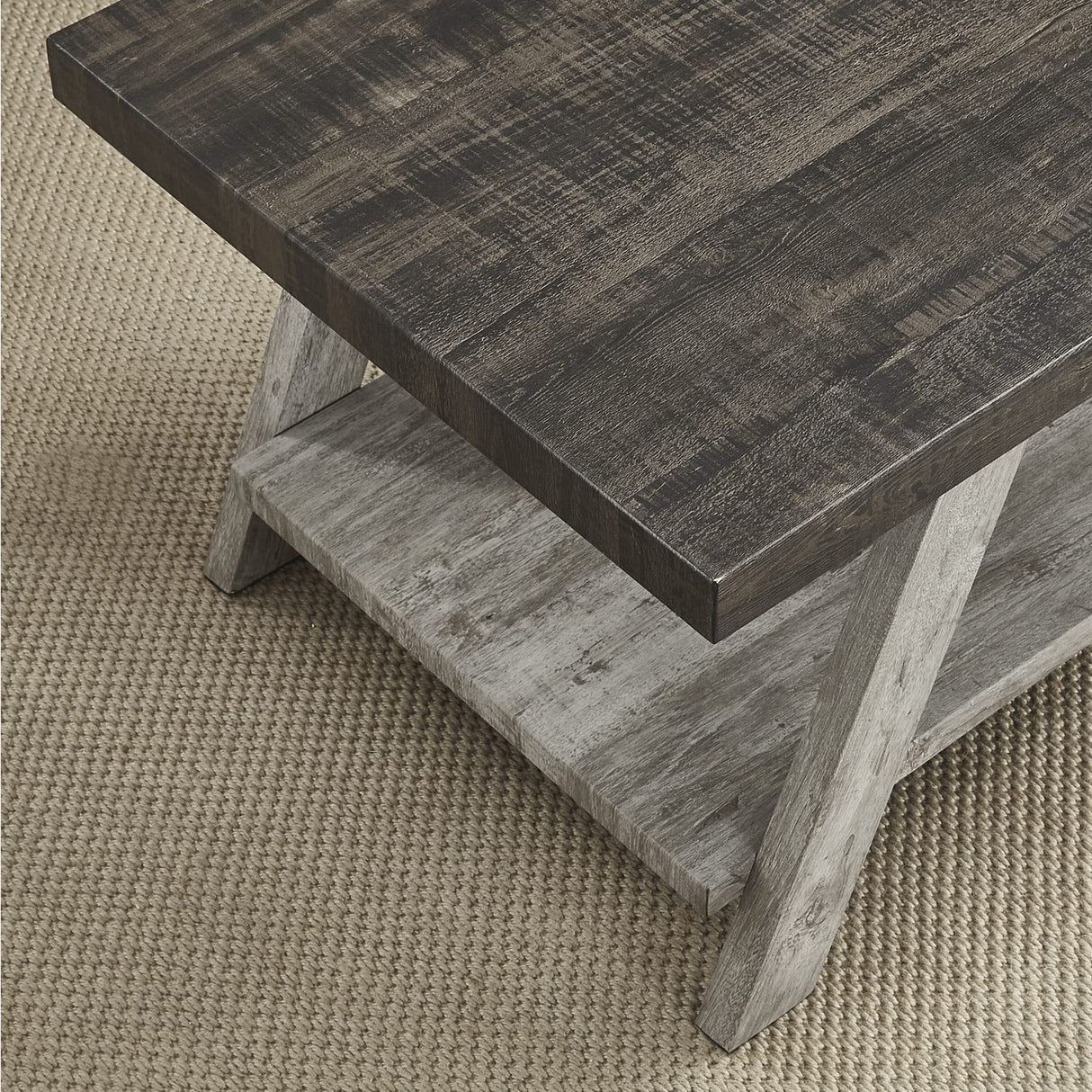 Roundhill Furniture Athens Contemporary Replicated Wood Regular End Table, Weathered Walnut and Gray Roundhill Furniture
