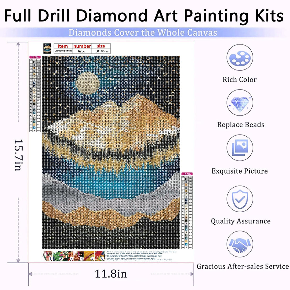 YUE ZHE Diamond Art Kits for Adults, DIY Mountain Diamond Art Kits Full Drill Diamond Painting Kit Abstract Scenery 5D Diamond Art Accessories for Beginner, Gem Art for Home Wall Decor (12 x 16in) YUE ZHE
