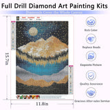 YUE ZHE Diamond Art Kits for Adults, DIY Mountain Diamond Art Kits Full Drill Diamond Painting Kit Abstract Scenery 5D Diamond Art Accessories for Beginner, Gem Art for Home Wall Decor (12 x 16in) YUE ZHE