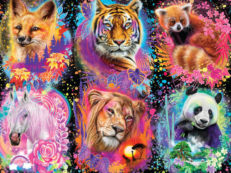 Ceaco - Glow in The Dark - Glowrious Animals Glow - 750 Piece Jigsaw Puzzle Ceaco