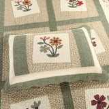 vctops Farmhouse Green 3 Piece Embroidered Floral Quilted Bedspread Quilt Set 100% Cotton Reversible Patchwork Coverlet Set 1 Quilt and 2 Pillow Shams (Green,King) vctops