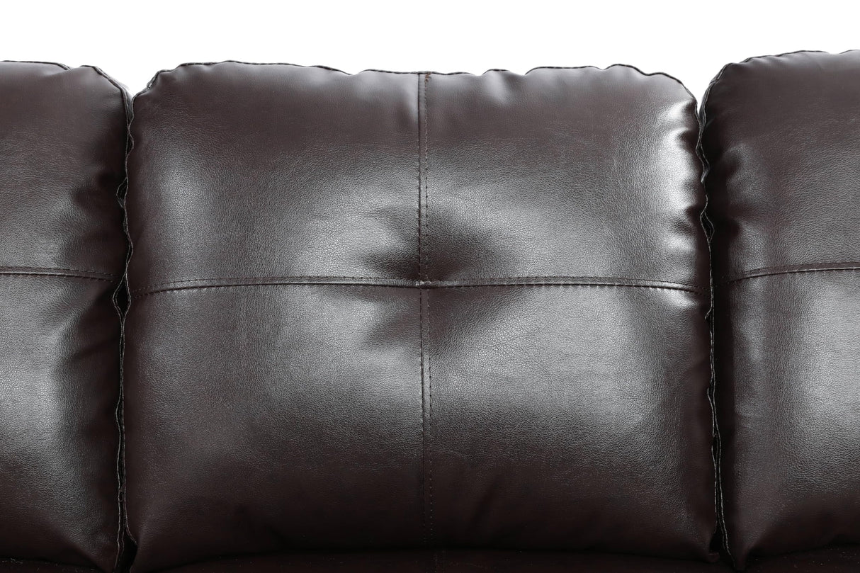 GlasFlength L Shaped Sectional Couch with Ottoman, Modern Leather Modular Sectional Sofa with Cup Holder, Nail-Head Design L Shaped Couch for Living Room, Bedroom, Brown GlasFlength