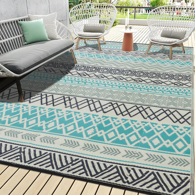 BMCH Outdoor Rugs, Outdoor Plastic Straw Rug, Reversible Waterproof Carpet for Camping, Poolside, Garden, BBQ Area, Gazebo Flooring, RV Park & Beach, Bohemian Style, 6x9