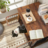 PUKAMI 44inch Dog Crate Furniture with Drawers,Wooden Dog Kennel Furniture for Large Breed,End Table Wood Dog House for Indoor use,Dog Crate for Small/Medium/Large Dog (Brown) PUKAMI