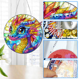 Reofrey Hanging Diamond Art Kits for Adults - 8x8 Inch Dinosaur Acrylic Board Double Sided Pattern Diamond Painting Suncatcher Pendant, DIY Crystal Art for Home Wall or Window Decoration Handmade Gift Reofrey