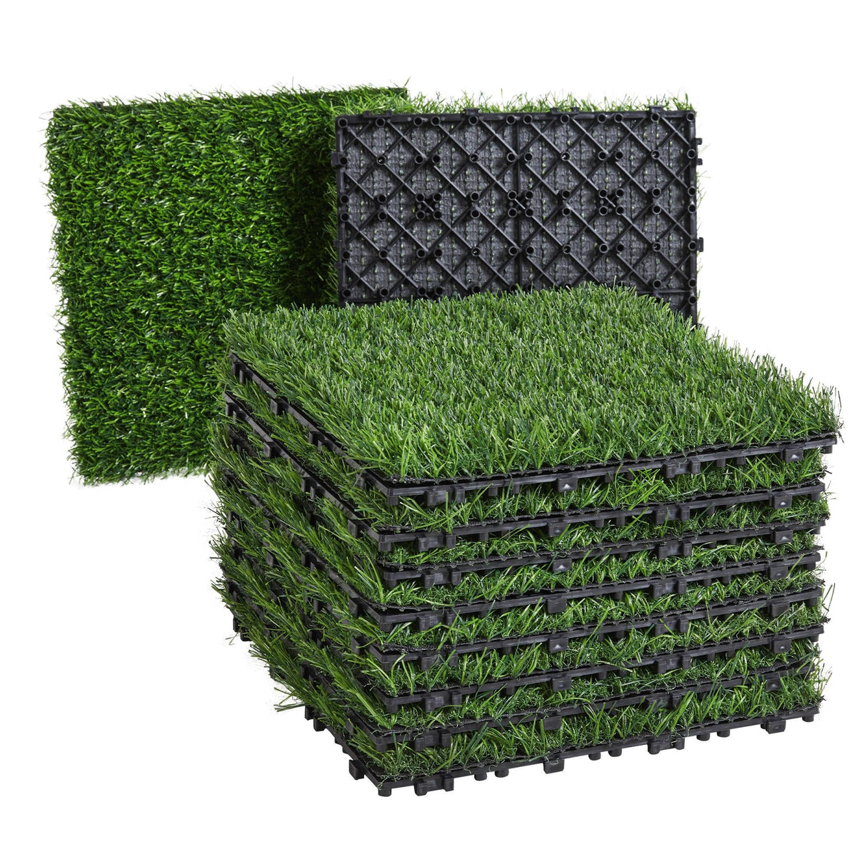 Yaheetech 12" x 12" Artificial Grass, Turf Tiles Interlocking Self-draining Grass, Fake Grass, Grass Pad for Dogs Potty, Patio, Balcony, Outdoor, Floor Decor, Pet, 27 Pack Yaheetech