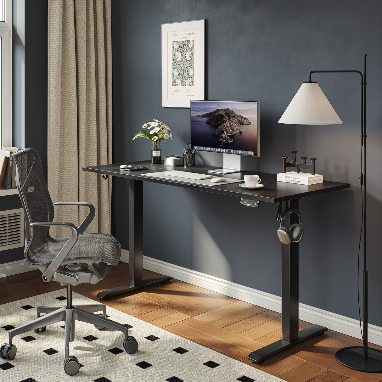 Agilestic Electric Standing Desk, 48 x 24 Inches Height Adjustable Desk, Sit Stand up Desk for Work Office Home, Ergonomic Rising Gaming Computer Table with Memory Preset, Black Agilestic