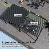 MASTERCANOPY 12’ X 16’ Louvered Pergola Outdoor Aluminum Patio Pergola with Adjustable Roof for Deck Backyard Garden (Black) MASTERCANOPY