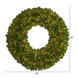 Nearly Natural 5ft. Giant Artificial Christmas Wreath with 280 Warm White Lights and Pine Cones Nearly Natural