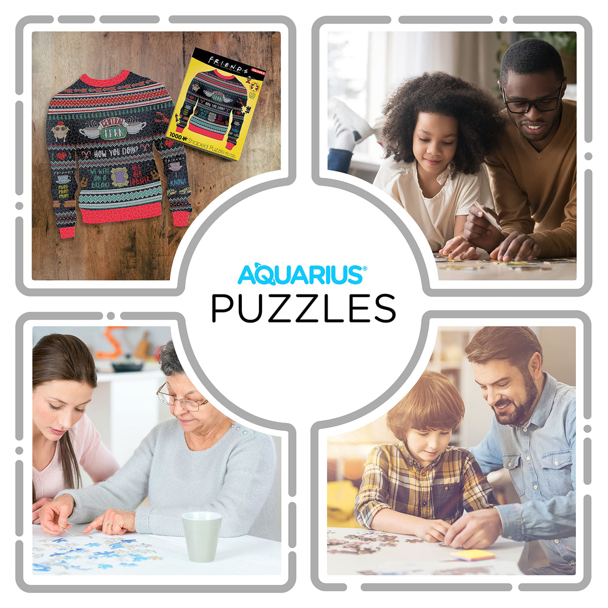 AQUARIUS - Friends TV Series Ugly Christmas Sweater Shaped 1000 Piece Jigsaw Puzzles AQUARIUS