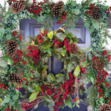 Winlyn 6' Long Artificial Eucalyptus and Pine Christmas Garland with Pine Cones Red Berries Pine Needles Winter Greenery Garland Christmas Season Holiday Wedding Table Runner Centerpiece Mantel Decor Winlyn