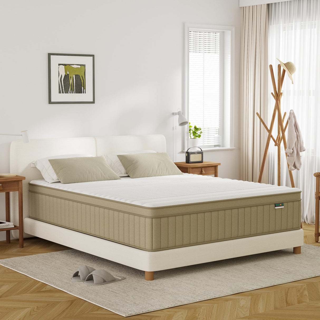 PurrJoys Queen Mattress Firm, 14 Inch Queen Size Mattress in a Box,Hybrid Memory Foam Queen Mattress with Individual Pocket Spring for Motion Isolation & Pressure Relief PurrJoys