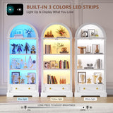 Arched Display Cabinet with Glass Doors, 72" Tall Curio Cabinet with Human Sensor Lights, 4-Tier Display Case for Collectibles Bookcase Living Room Dystler