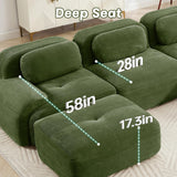 YESER Modular Sectional Sofa Boneless Couch Corduroy Cloud Couch, Modern Deep Seat Sectional Couches for Living Room, 82" Loveseat Apartment Sofa Small Couches for Small Spaces, No Assembly(Green) YESER