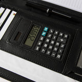 Cossini Black Superior Vegan Leather Business Portfolio with Zipper – Padfolio All-in-One. Smartest Protective 10.1 Inch Tablet Sleeve, Presentation Slot, Solar Calculator, Card Storage, Writing Pad COSSINI