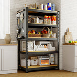 MAXLEAD Home Storage Shelves 5 Tier Garage Shelving Adjustable Garage Shelves 2100LBS Metal Shelving Unit with Metal Pegboard for Basement, Warehouse, Pantry, Kitchen. 60''H*11.8''D*27.5''W, Black MAXLEAD