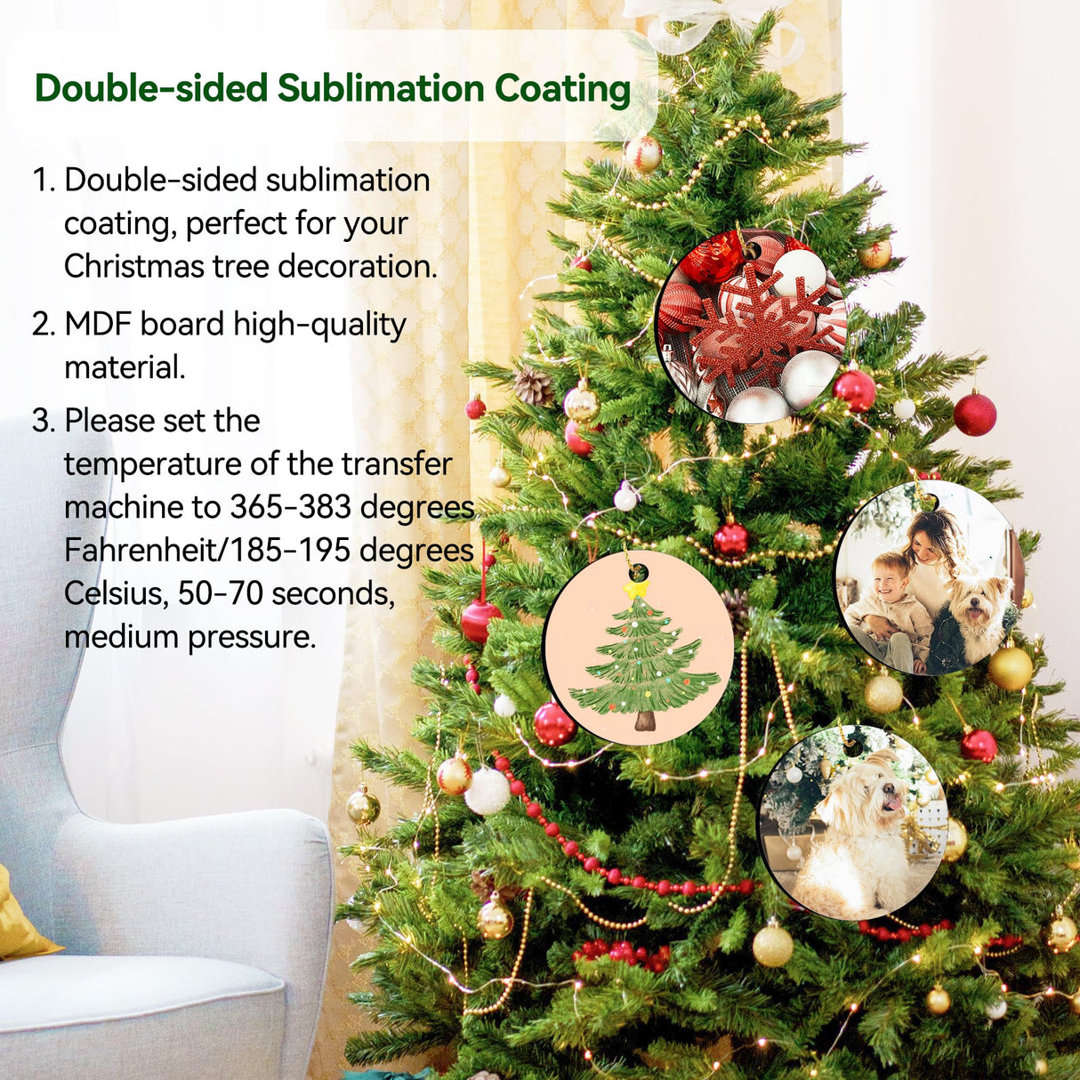 Morledoa Sublimation Ornament Blanks, 30Pcs Sublimation Blanks Bulk, Sublimation Blanks for Christmas Tree Décor, DIY Christmas Ornaments for Crafts (2.76 inches) Morledoa