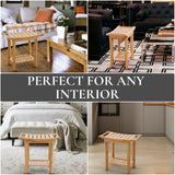 Bamboo Shower Bench with Handles and Shelf – Waterproof Stool for Inside Shower, Bathroom Foot Rest, Shaving Seat, Bamboo Shower Chair for Adults Teak shower bench