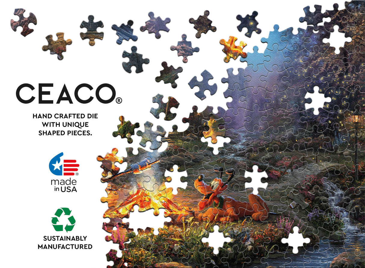 Ceaco - Disney - Thomas Kinkade - Mickey & Minnie Sweetheart Campfire - 1000 Piece Jigsaw Puzzle Ceaco