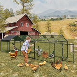 Garvee Large Metal Chicken Coop, Chicken Runs for Yard with Waterproof and Anti-UV Cover, Portable Chicken coop for Outdoor Chicken Rabbit Duck, Black, 160"×40"×40" Garvee