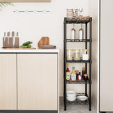 GIOTORENT 5 Tier Standing Shelving Metal Units, Adjustable Height Wire Shelf Display Rack for Laundry Bathroom Kitchen 11.8 W x 11.8 D x 50 H (5-Tier, Black) GIOTORENT