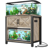 DWVO 40-50 Gallon Aquarium Stand with Power Outlets, Cabinet for Fish Tank Accessories Storage - Heavy Duty Metal Fish Tank Stand Suitable for Turtle Tank, Reptile Terrarium, 660LBS Capacity, Grey DWVO