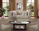 Morden Fort Classic Chesterfield Loveseat Set 60'', Tufted Loveseat Sofa Set with Solid Wood Legs Thick Cushion, Pet-Friendly 2-Seater Sofa Couch for Living Room Bedroom Apartment - Linen Beige Morden Fort