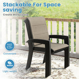 DIFY 11 Pieces Outdoor Patio Dining Set, 10 Brown Stackable Padded Textilene Dining Chairs and 60" Walnut Round Metal Dining Table, Outdoor Table and Chairs for Lawn Garden Backyard Deck DIFY