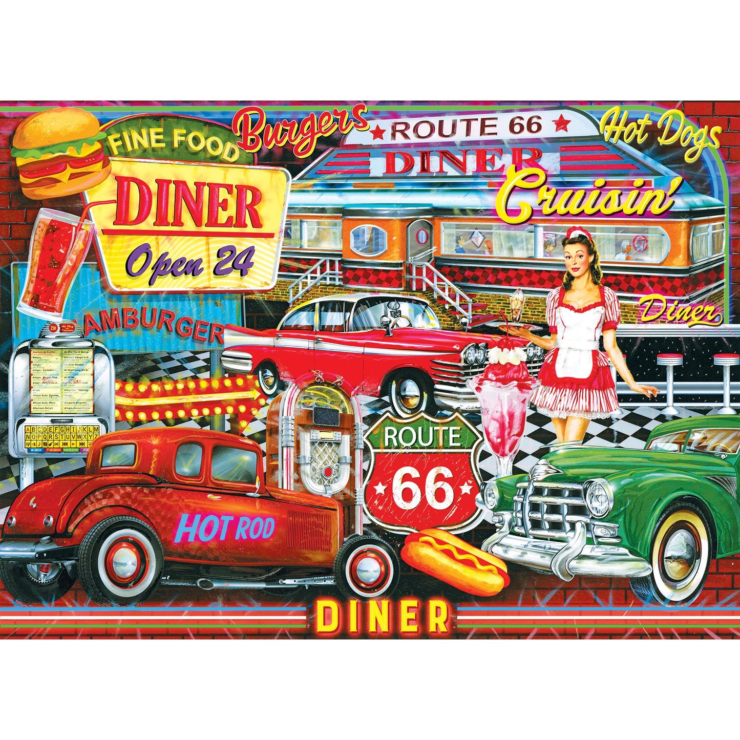 RoseArt - Kodak Premium - 50's Diner - 1000 Piece Jigsaw Puzzle for Adults