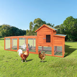 YOPTO 122" Large Chicken Coop with Run,Outdoor Chicken Run W/Nesting Box & Perch,Wooden Hen House W/Ramp & Sliding Trays,Waterproof Poultry Cage W/Sloped Asphalt Roof,for 3-4 Chickens,Natural YOPTO
