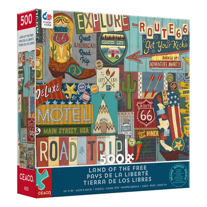 Ceaco - Land of The Free - Route 66 Road Trip - 500 Piece Jigsaw Puzzle