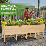 Amerlife 8x2 Ft Raised Garden Bed, 16 Inch Depth Featuring Legs, Drainage Holes, Ideal for Vegetables, Flowers, Herbs, Elevated Wood Planter Box for Balcony, Patio, Backyard, Easy Assembly Amerlife