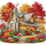 wavaiov Fall Diamond Painting Kits for Adults, Landscape Maple Leaf Flower Diamond Art Kits for Beginners, 5D DIY Special Shape Diamond Dot Painting Gem Art Kits for Home Decor 11.8x11.8 Inch wavaiov