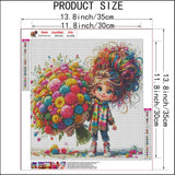 AIBOERL Cartoon Little Girl Diamond Art Kits for Adults-5D Diamond Painting Kits for Beginners, DIY Full Round Drill Diamonds Gem Art for Home Decor 14X14Inch AIBOERL