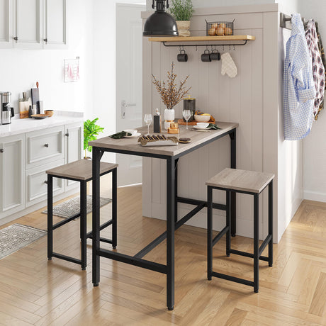 Yaheetech 3 Piece Industrial Bar Table Set with Backless Stools - Stylish Counter Height Kitchen Furniture for Small Spaces Yaheetech