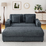 RARZOE 64'' Oversized Chaise Lounge Chair Indoor, Plush Faux Rabbit Fur Sleeper Sofa Bed with 4 Pillows, Charging Station & Cup Holders, Fluffy Comfy Cloud Couch Loveseat Sofa for Living Room,Grey RARZOE