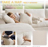 SITJOY L Shape Sectional Sofa, 4 Seat Velvet Sofa with Ottoman, Boneless Cloud Sectional Couch for Living Room, No Need Assembly Modular Sectional Sofa, 110 inch Width, White SITJOY