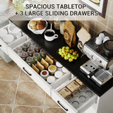 SLEKVERSA 55" Sideboard with Storage Kitchen Storage Cabinet with 3 Drawers, Modern Large Wood Farmhouse Buffet Cabinet TV Stand Coffee Bar for Living Room Hallway SLEKVERSA