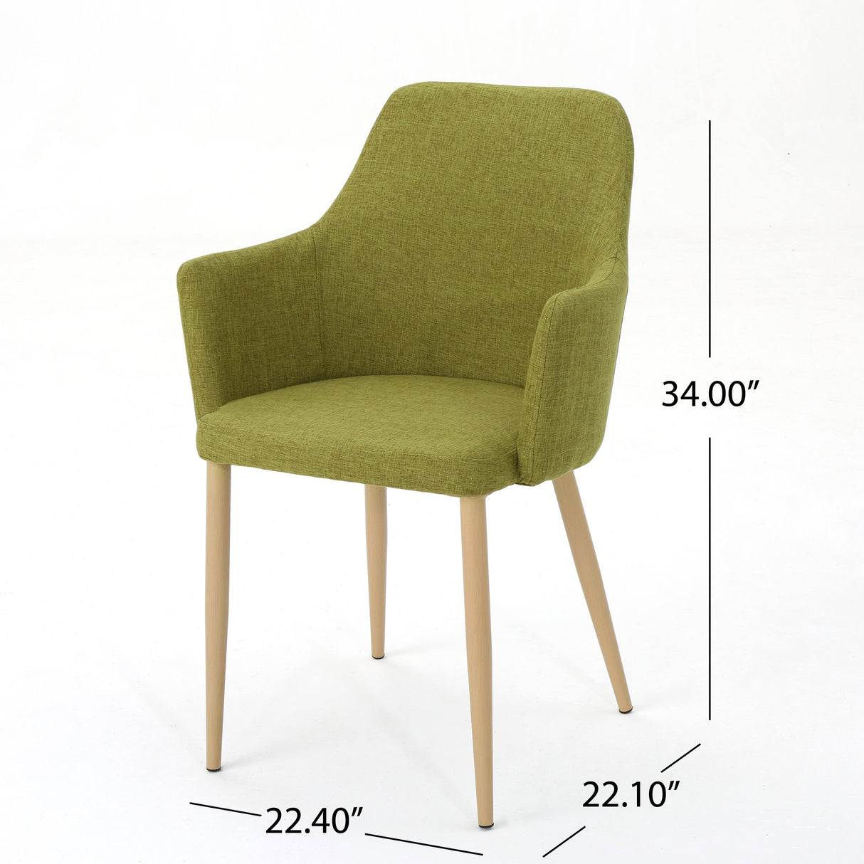 Christopher Knight Home Zeila Mid-Century Modern Fabric Dining Chair with Wood Finished Metal Legs, 2-Pcs Set, Green / Light Brown Christopher Knight Home