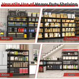 BuxWellBang 5-Shelf Heavy Duty Shelving - Adjustable Garage Storage Shelves, Metal Utility Storage Racks for Warehouse Pantry Basement Kitchen, Garage Organizers Shef Unit, Black, Packs of 3 BuxWellBang