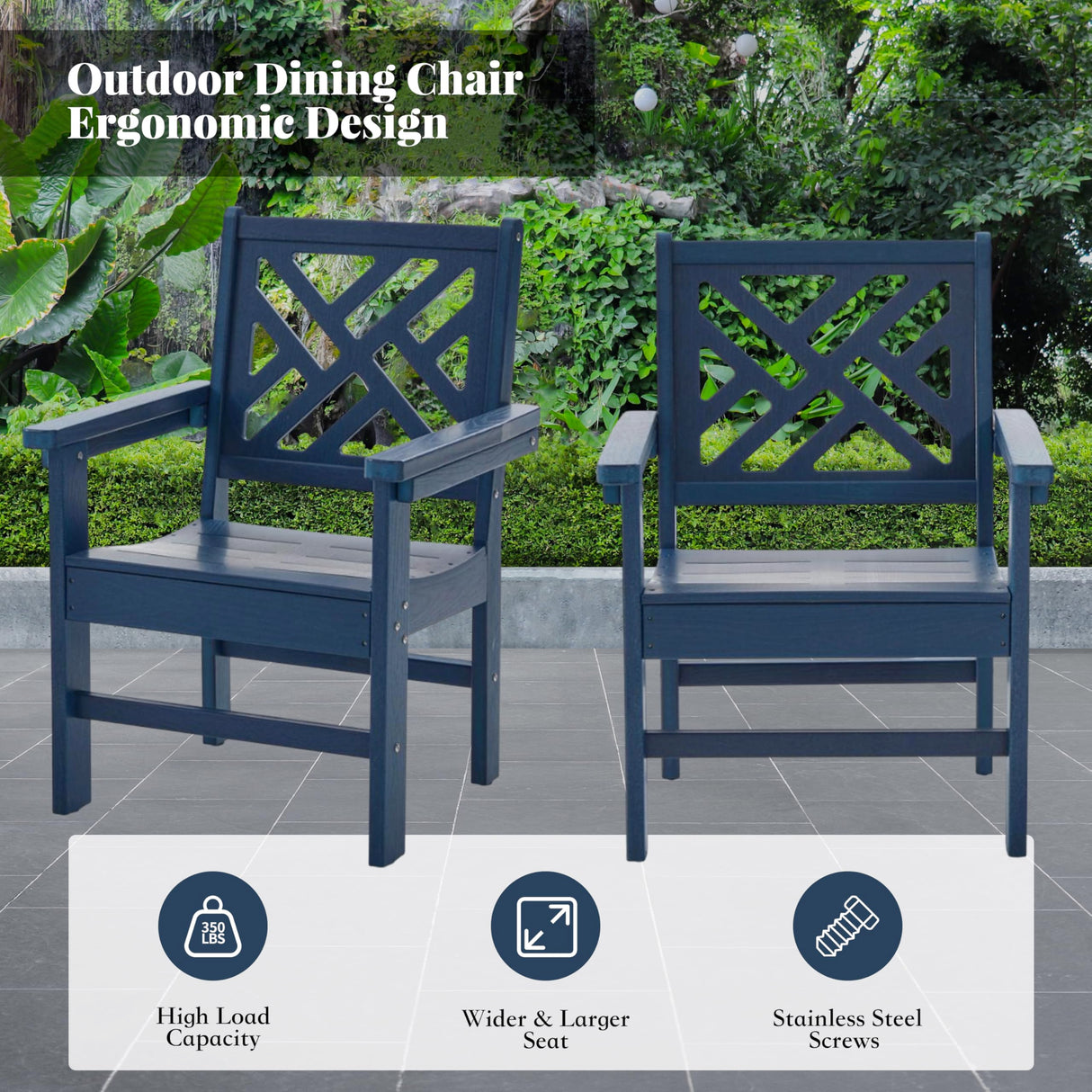 HDPE Outdoor Dining Set,10-Piece Outdoor Table and Chairs Include 8 Dining Chairs and 2 Pcs 62.5" Patio Dining Table with Umbrella Hole (Blue) AZXZCS