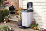 Keter Rockford Resin 38 Gallon Outdoor Kitchen Trash Can with Lid and Drip Tray for Easy Cleaning-Perfect for Patio Dining, Grey Keter