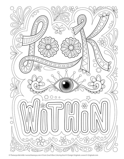 Good Vibes Coloring Book (Coloring is Fun) (Design Originals): 30 Beginner-Friendly & Relaxing Creative Art Activities; Positive Messages & Inspirational Quotes; Perforated Paper Resists Bleed Through