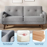 GarveeHome 65 in Loveseat Sofa, Mid Century Modern Couch Comfy Love Seat Couches for Living Room, 2 Seater Deep Seat Couch Teddy Fleece Boucle Upholstered Couches for Bedroom Office Small Space, Grey GarveeHome
