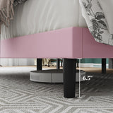 IOILORI Queen Size Upholstered Platform Bed, Queen Size Bed Frame with Tufted Button Headboard, Sturdy Frame Wooden Slats, No Spring Mattress Required, Noiseless, Easy to Assemble, Pink IOILORI
