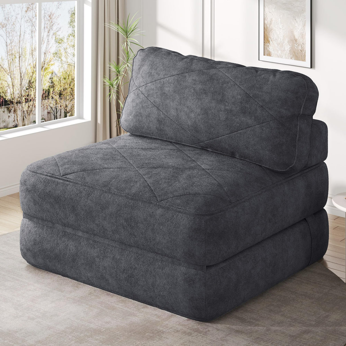 YITAHOME Folding Sofa Bed,New Upgrade Resilient Pocket Spring Cushion-Fold Out Chair Bed, Convertible Lazy Sleeper Chair with Back Support,Comfy Floor Sofa Lounge for Living Room, Bedroom, Dark Grey YITAHOME
