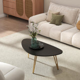 Manora Simple Dark Brown Oval Wood Coffee Table with Gold Legs, Modern Tea Table for Living Room or Office, Cute Small Center Table for Compact Space Manora