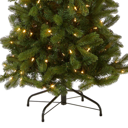 National Tree Company Pre-Lit 'Feel Real' Artificial Slim Downswept Christmas Tree, Green, Douglas Fir, Dual Color LED Lights, Includes PowerConnect and Stand, 6.5 feet