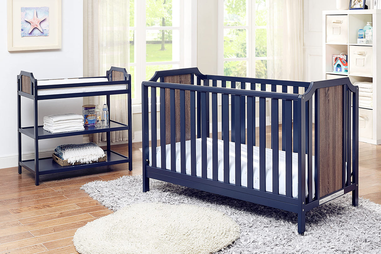 Suite Bebe Brees Convertible Island Crib in Midnight Blue and Vintage Walnut, 53.5x37.5x30.5 Inch (Pack of 1) Suite Bebe