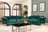 Container Furniture Direct Anna1 Chesterfield Velvet Couches for Living Room, Button Tufted Luxury Upholstery with Rolled Arms, High-Density Foam, Durable Wood Frame, 79.5" Sofa, Pine Green Container Furniture Direct